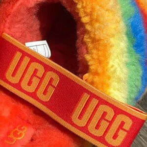 UGG Fluff Yeah Slide Collage Rainbow Pride 1120002 Women's Size 8 US